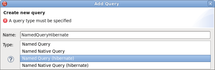 Add New Named Query Dialog with Hibernate Support