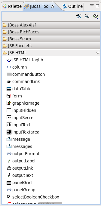 JBoss Tools Palette