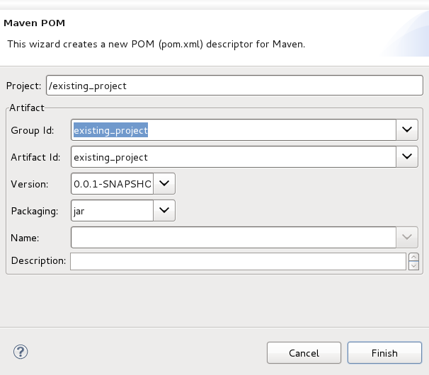 The wizard to create a pom.xml file for your project.