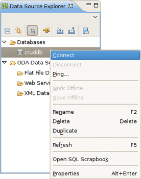 Connecting to the CRUDDB database