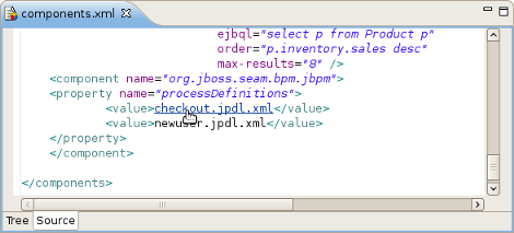 OpenOn in components.xml file