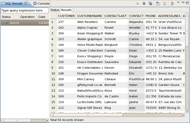 SQL Results View