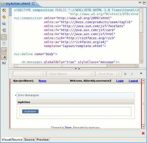 Open Seam Action with Editor