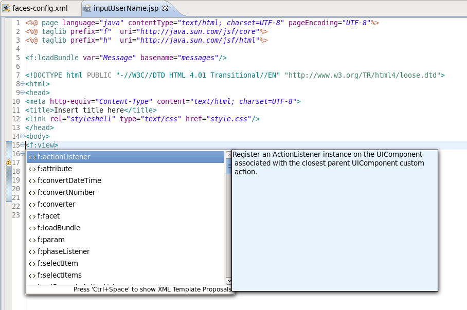 Content Assist in JSP File