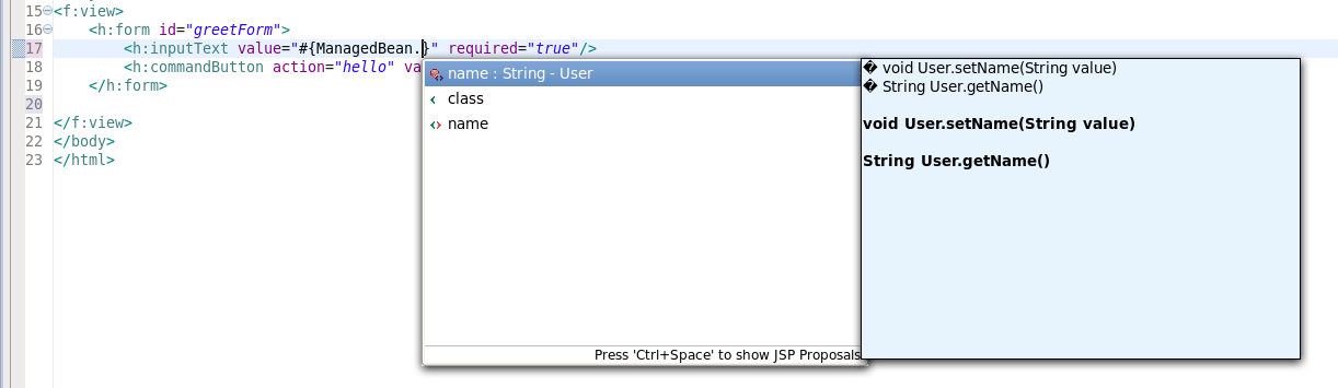 JSF Content Assist