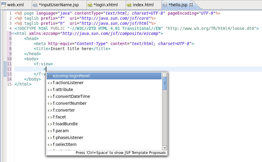 Content Assist for Composite Components