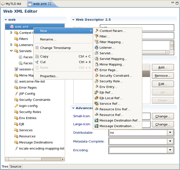 Adding New Elements in Web XML Editor