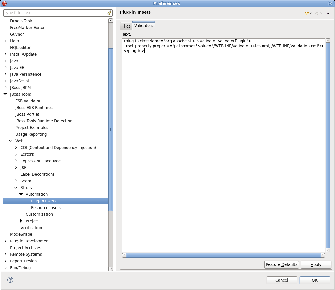 Plug-in Insets of Validators