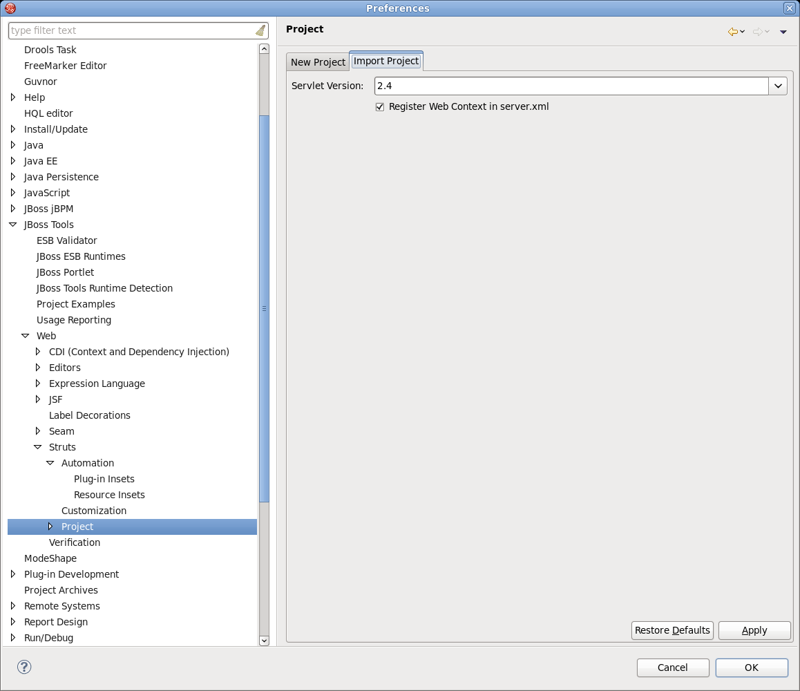 Import Struts Pages