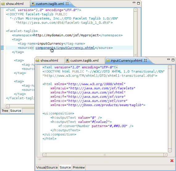 Opening a Custom Facelets Component