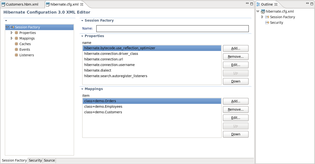 Structured cfg.xml Editor