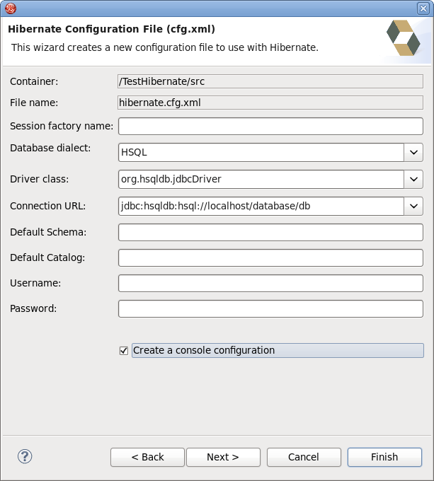 Hibernate Configuration File Wizard