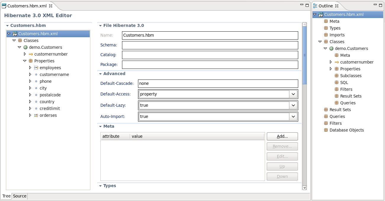 Structured hbm.xml Editor