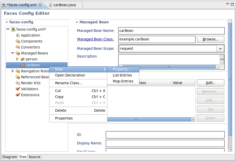 Generation of Source Code for Properties