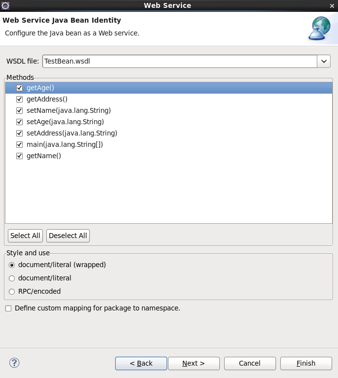 Set Web Service values for Code Generation