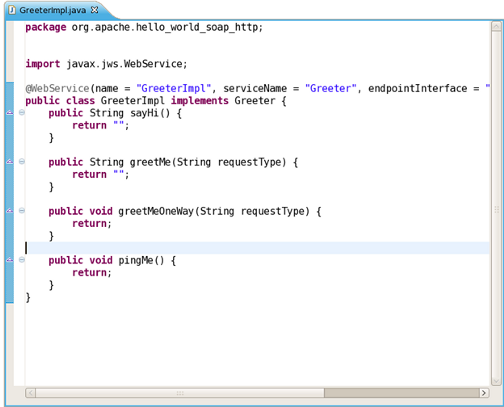 The generated implementation Java code