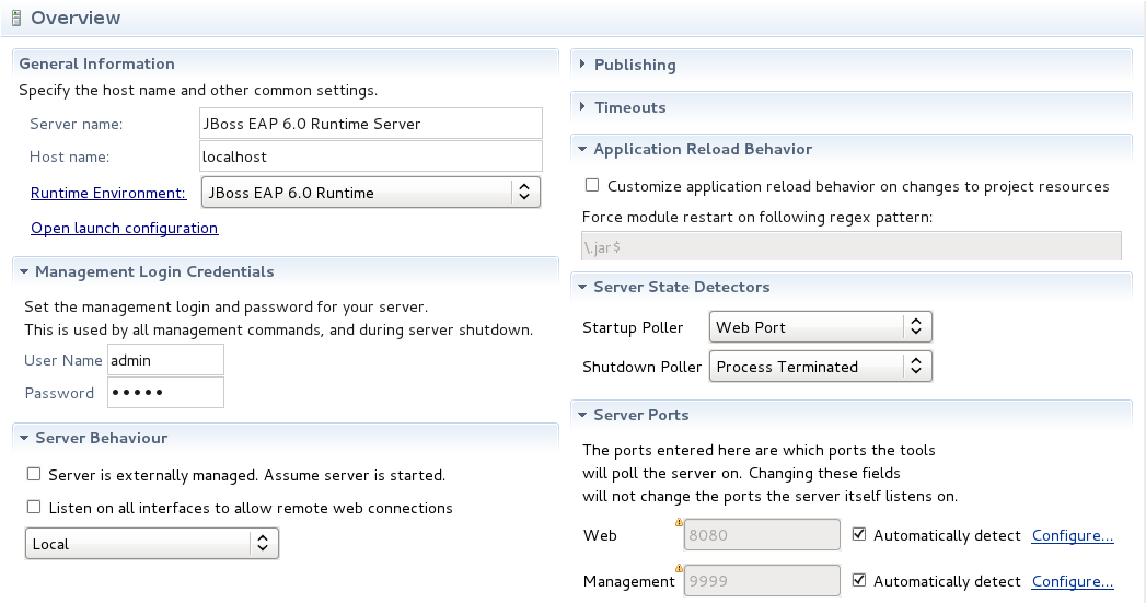 Preferences Page for the Chosen Server