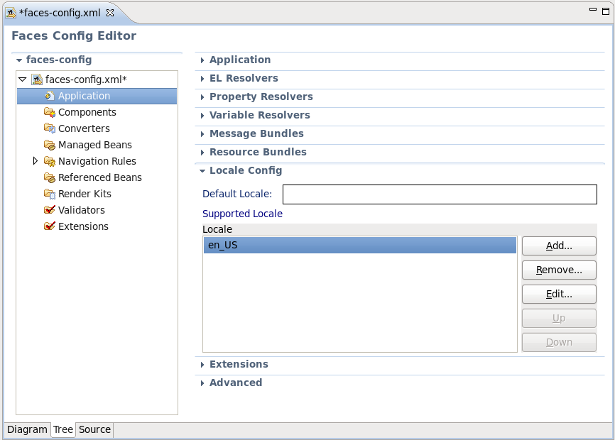 JSF Application Specific Settings