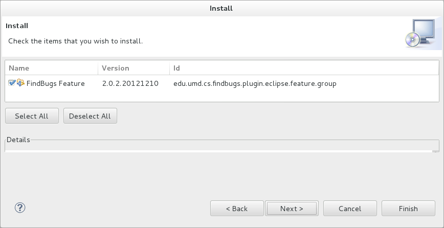 In the Install wizard, ensure the check boxes are selected for the software you want to install and click Next.