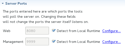 This section details the ports and port offset that the IDE should use for communication with the server.