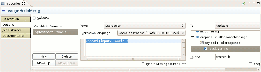 Add Expression assign to the process