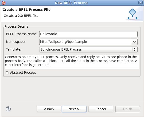New BPEL Process File Wizard