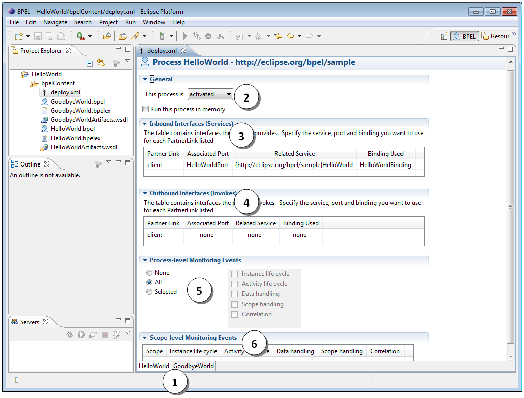 Deployment descriptor editor example