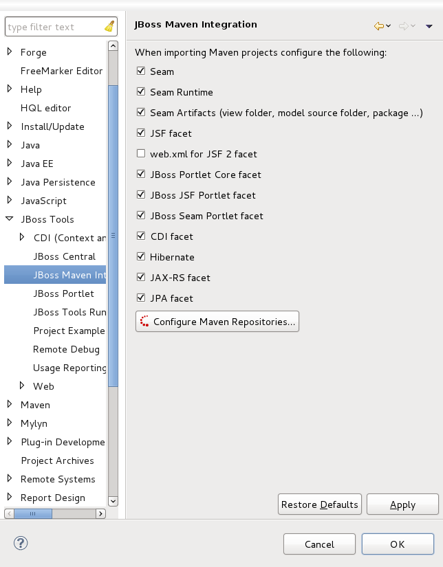 JBoss Maven Integration Preferences