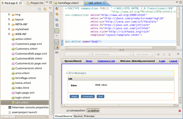 Conversation Page in JBoss Tools HTML Editor.