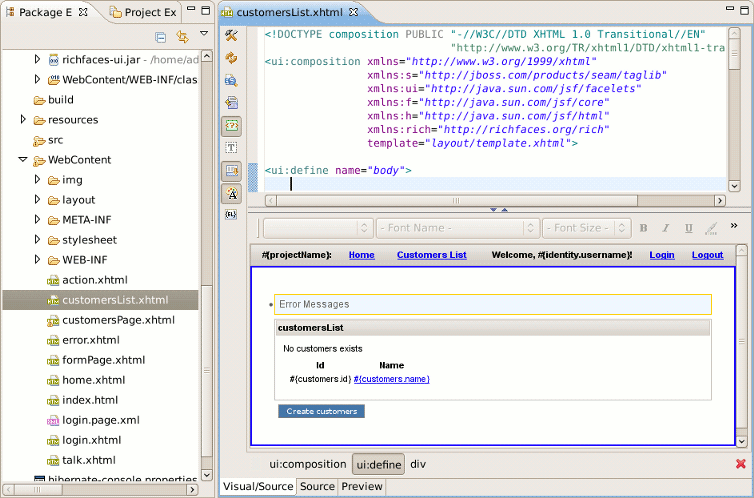 Master Page in JBoss Tools HTML Editor.