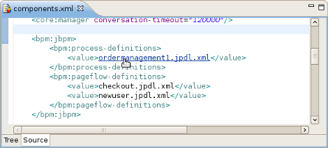 OpenOn in components.xml file