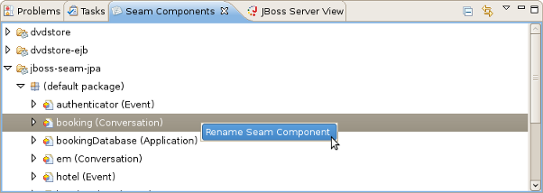 Opening Refactoring Wizard in Seam Components View