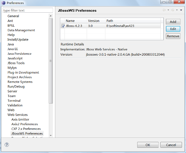JBossWS Preferences Page