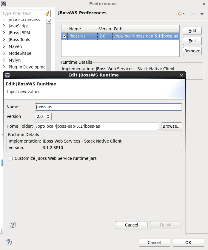 Edit JBossWS Runtime