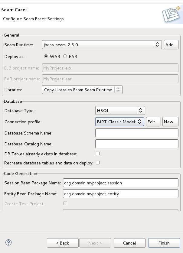 Seam Facet Settings