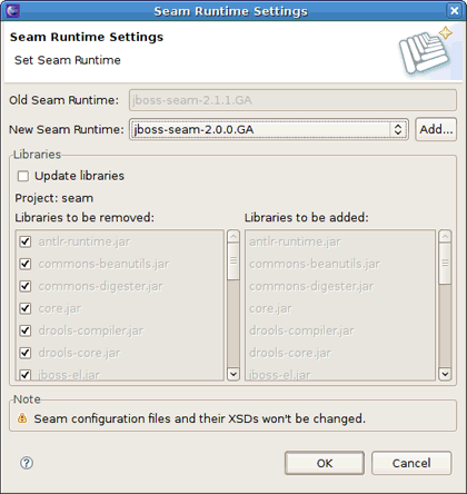 Changing the Seam Facet Version