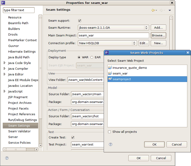 Changing Seam Parent Project