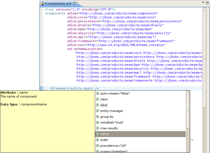 Content Assist for EntityQuery Component