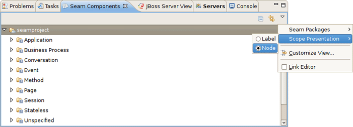 Node Scope Presentation of Seam Components
