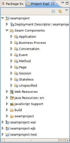 Seam Components in Project Explorer