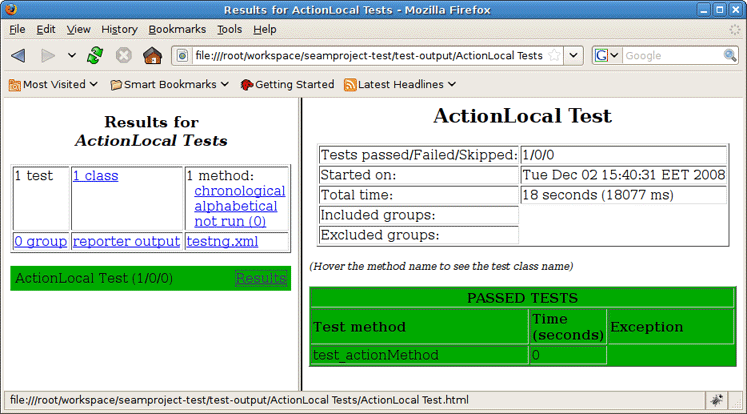 ActionLocal Test Details