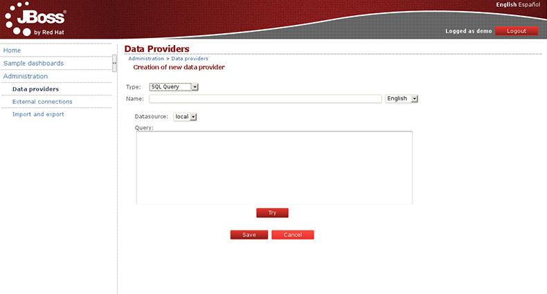 New SQL data provider form