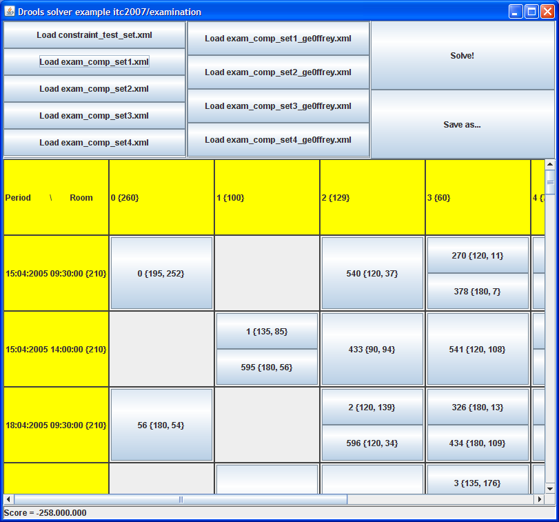 Screenshot of the examination example