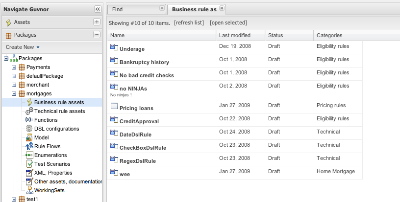 The package explorer