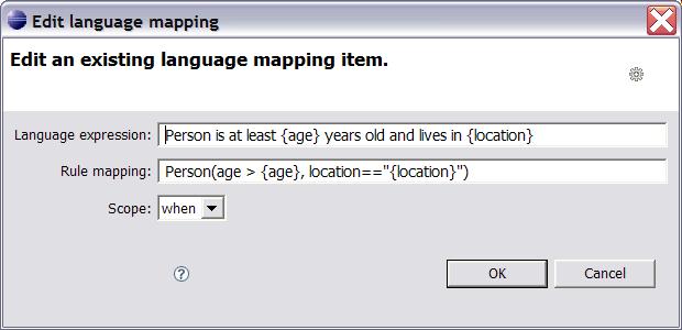 Language Mapping editor dialog