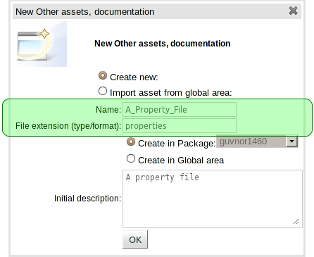 Creating a new properties file asset