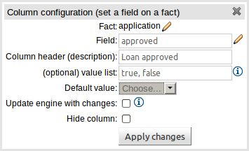 Set the value of a field popup