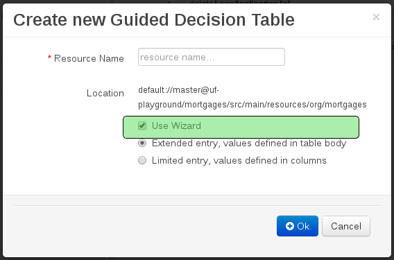 Selecting the wizard