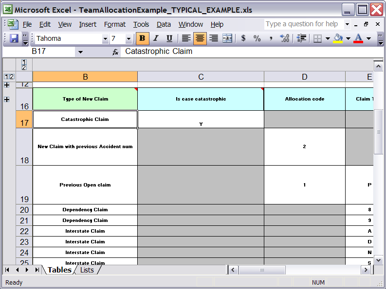 Using Excel to edit a decision table