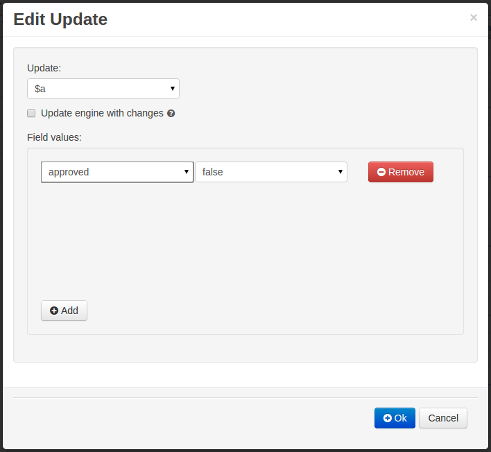 Guided Decision Trees - Action "Update" Editor